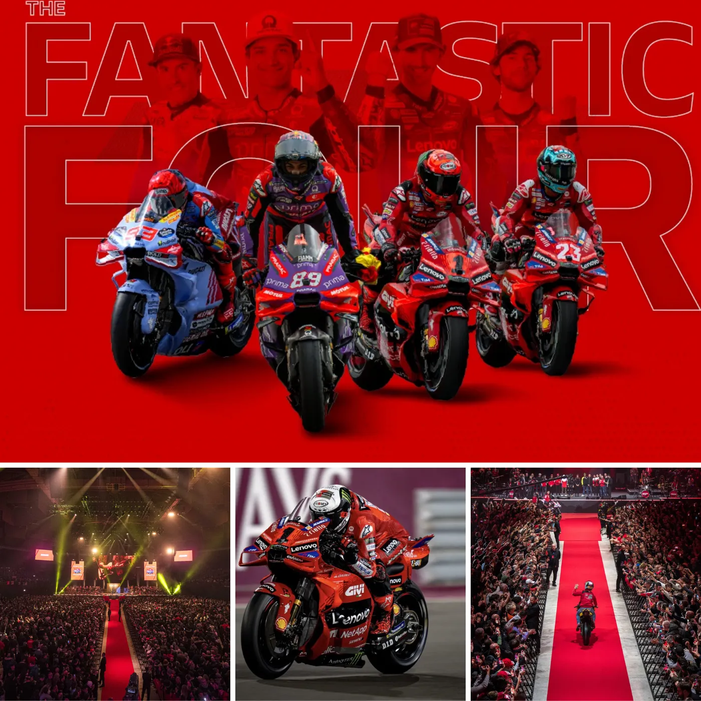 Update your schedule to join the free celebration party with Ducati and the “fantastic four.”