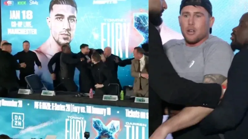 Darren Till, Tommy Fury brawl during pre-fight press conference | DAZN News  US