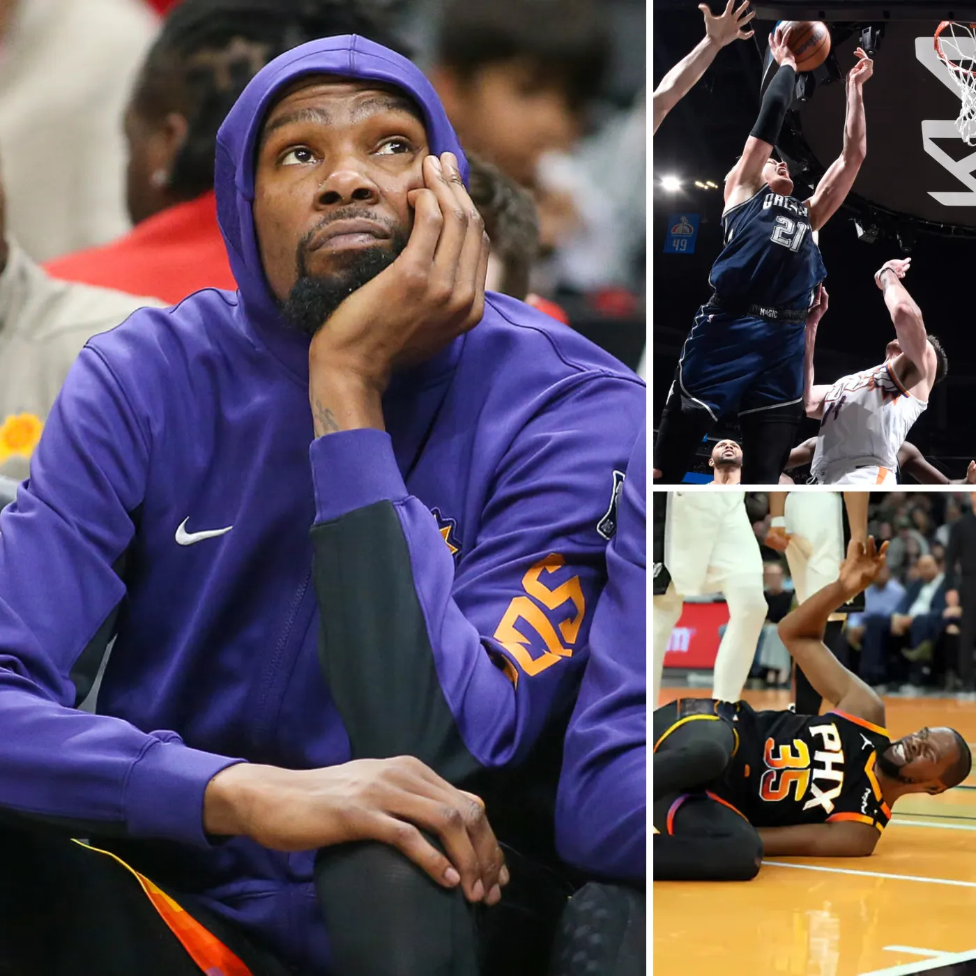 Fans criticize the Suns for losing due to the absence of Kevin Durant.