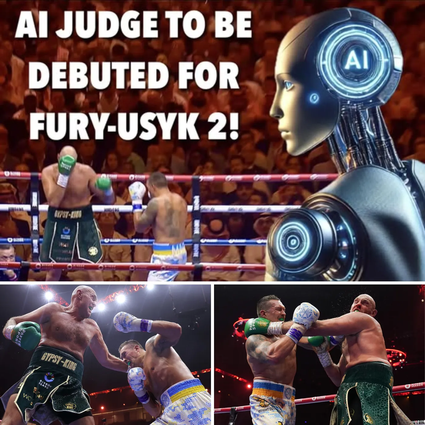 The boxing ring becomes an AI laboratory. Tyson Fury and Usyk 2 face an emotionless referee!