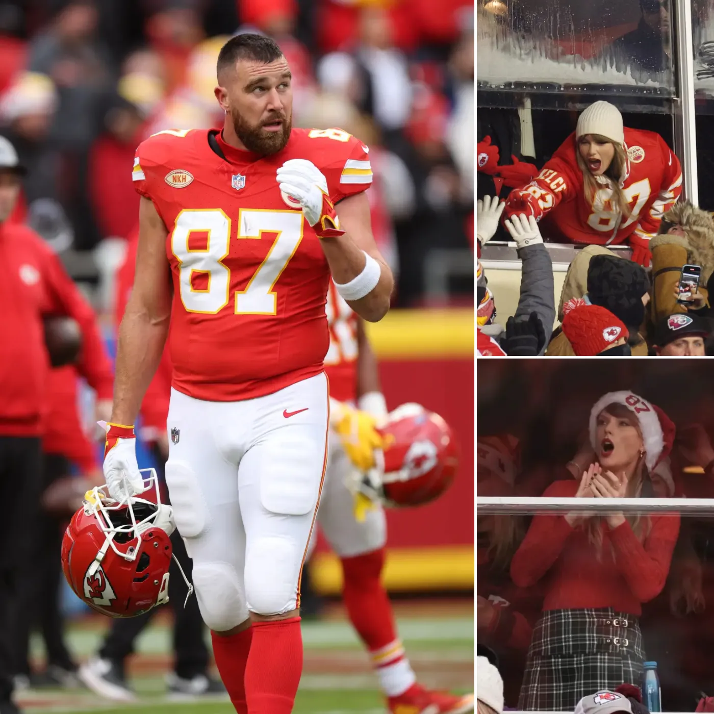 Taylor Swift Rocks Santa Hat and Travis Kelce Jersey at Chiefs’ Christmas Game