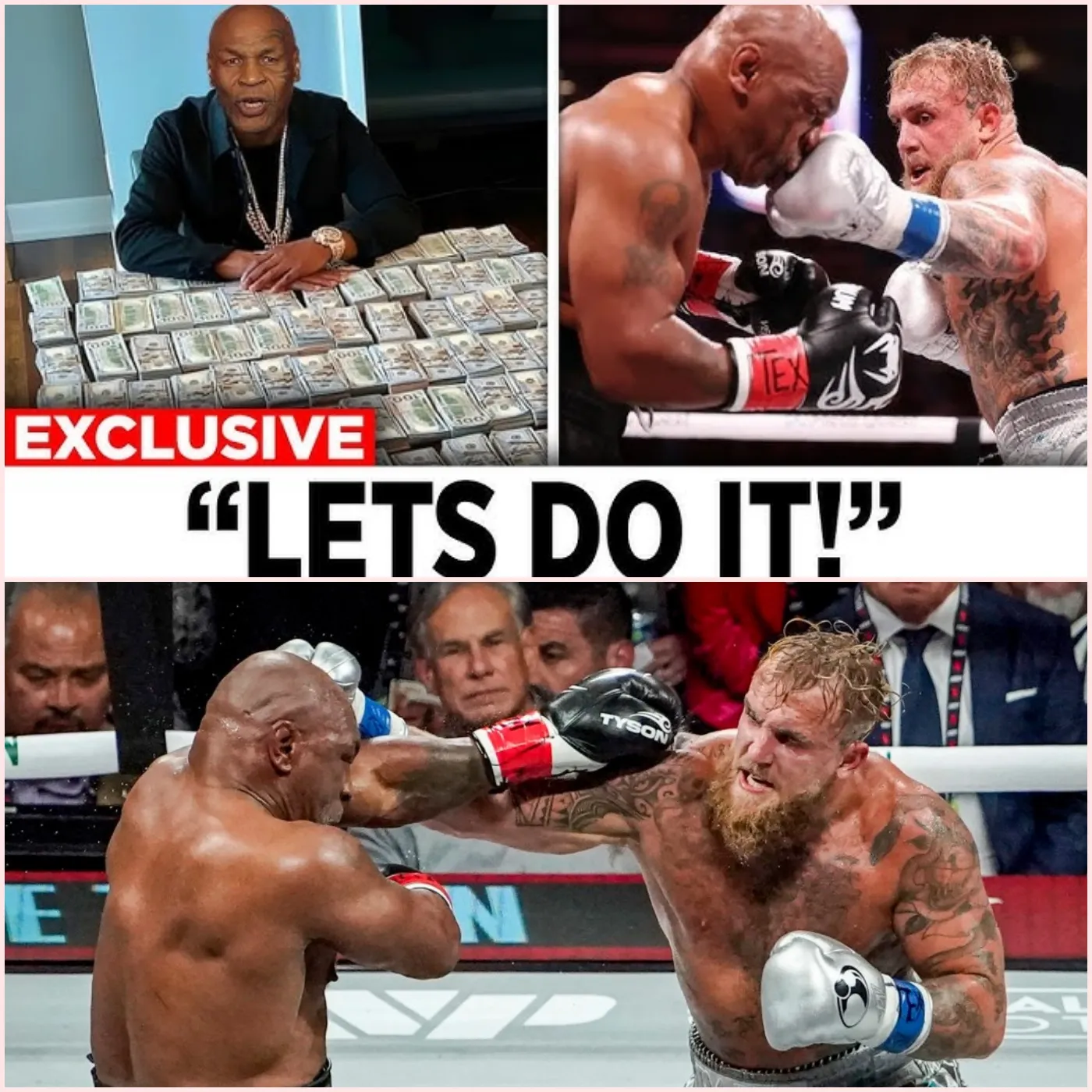 NEWS FLASH Mike Tyson accepted a 700 million dollar offer to rematch with Jake Paul.