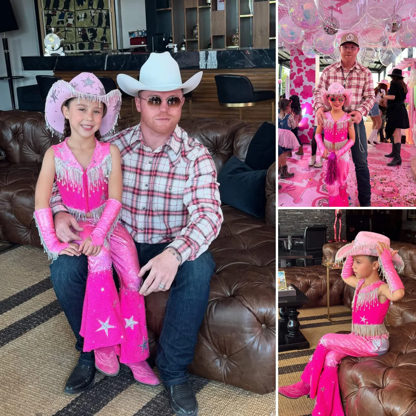 Canelo Alvarez celebrated his daughter Maria Fernanda’s seventh birthday with the Mexican boxer dressed as a true modern cowboy, complete with leather boots, Western shirt, and hat. Click here to find out more about this unforgettable birthday celebration