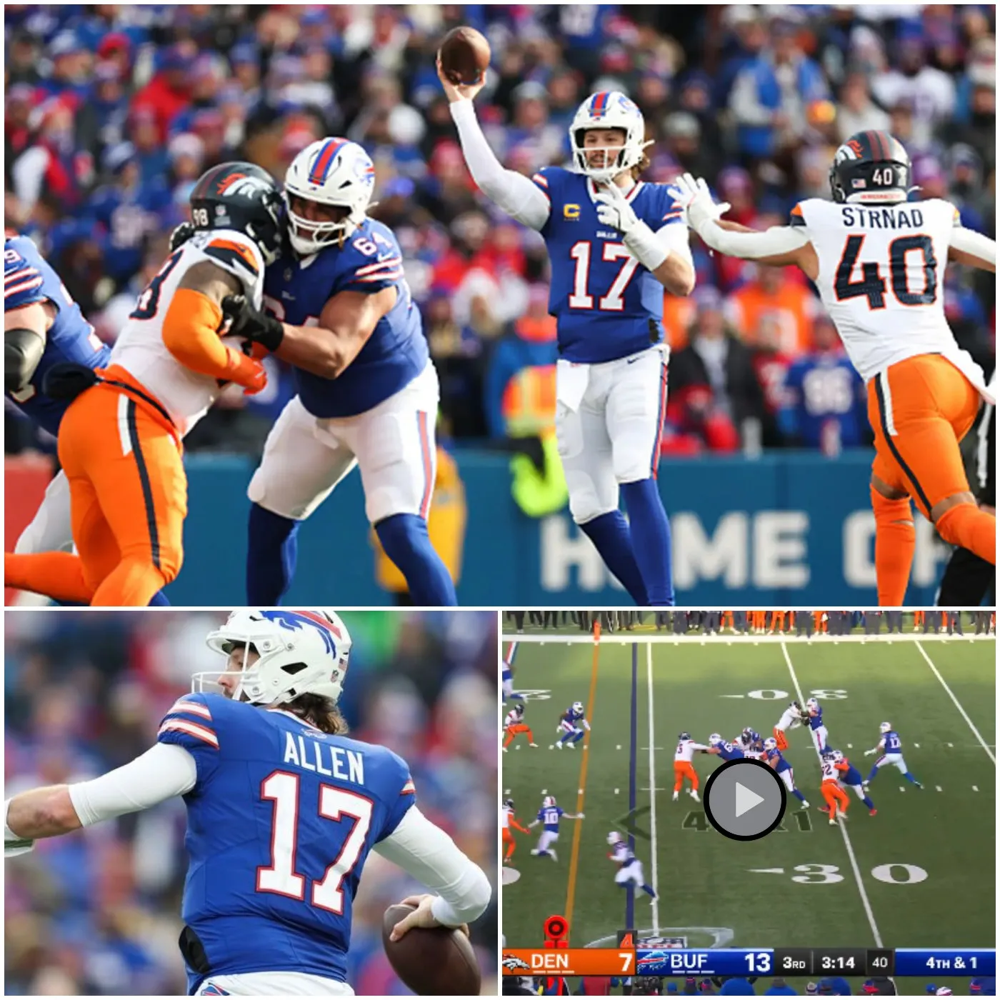 Cover Image for Josh Allen’s fourth-down touchdown pass leads Bills to a dominant victory over Broncos